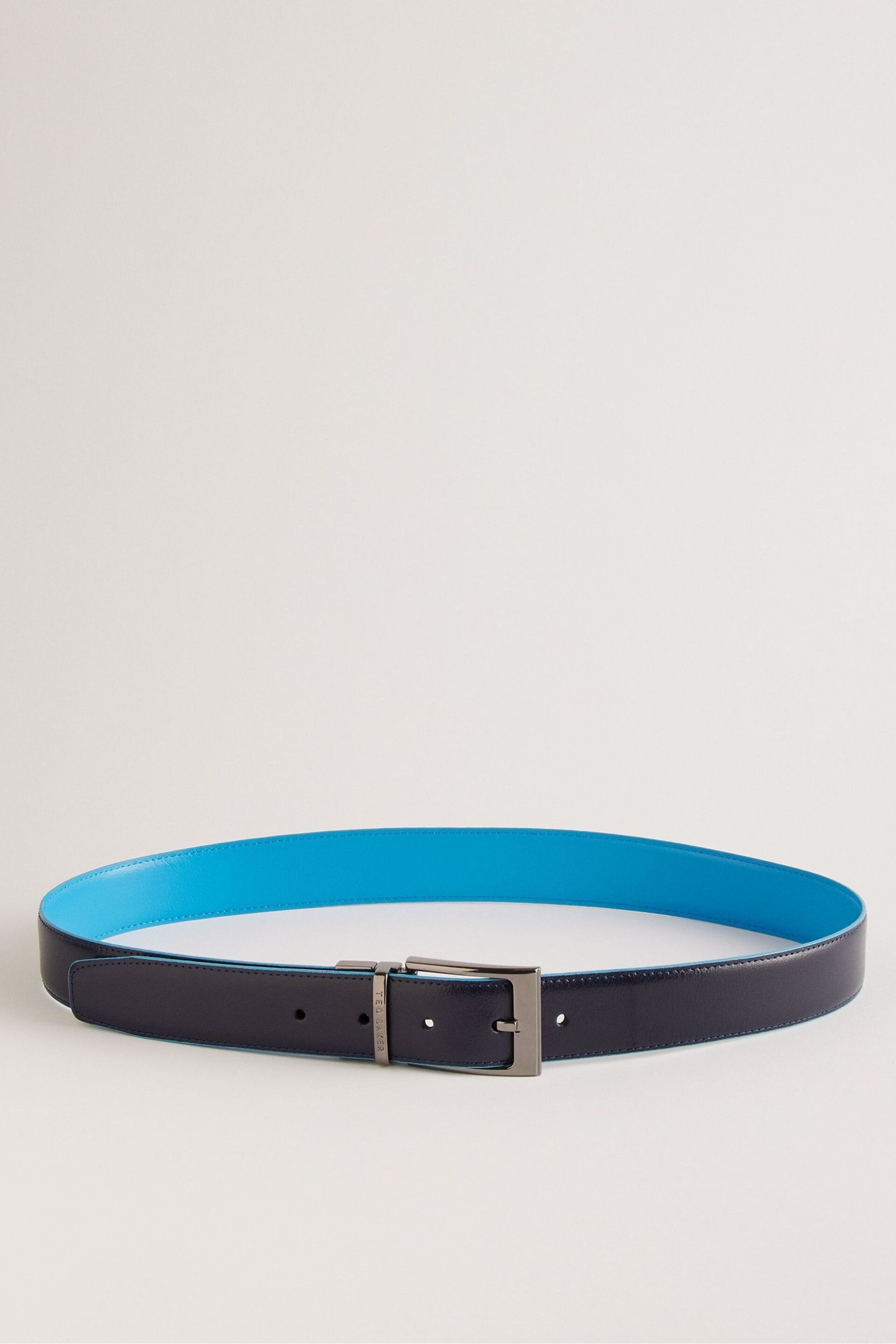 Ted Baker Blue Kacin Reversible Colour Pop Leather Belt - Image 1 of 3