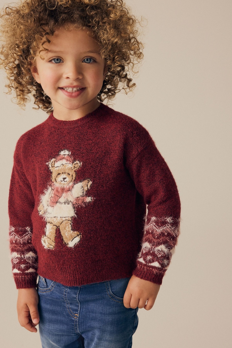 Red Christmas Bear Jumper (3mths-7yrs) - Image 1 of 9