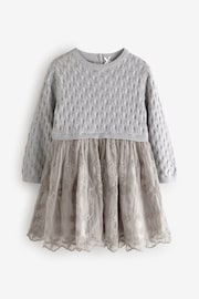 Silver 2-in-1 Occasion Long Sleeve Knitted Jumper Dress (3mths-10yrs) - Image 1 of 4