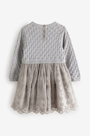 Silver 2-in-1 Occasion Long Sleeve Knitted Jumper Dress (3mths-10yrs) - Image 2 of 4