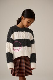 Black/White Cable Boxy Jumper (3-16yrs) - Image 4 of 4