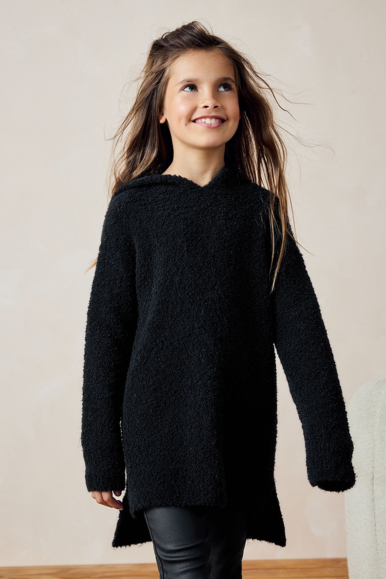 Black Hooded Jumper Dress (3-16yrs) - Image 1 of 4