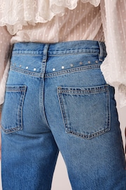 Blue Studded 100% Cotton Rigid Straight Leg Jeans - Image 6 of 9