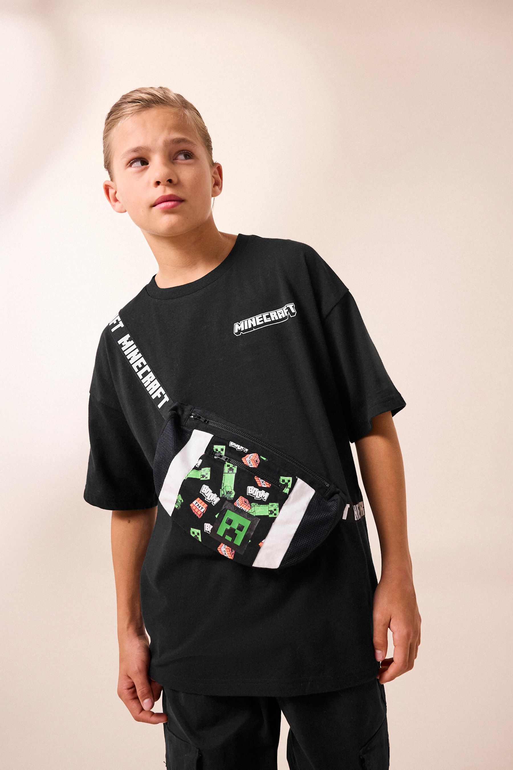 Buy Black Licensed Minecraft Bag T Shirt 3 16yrs from Next Philippines