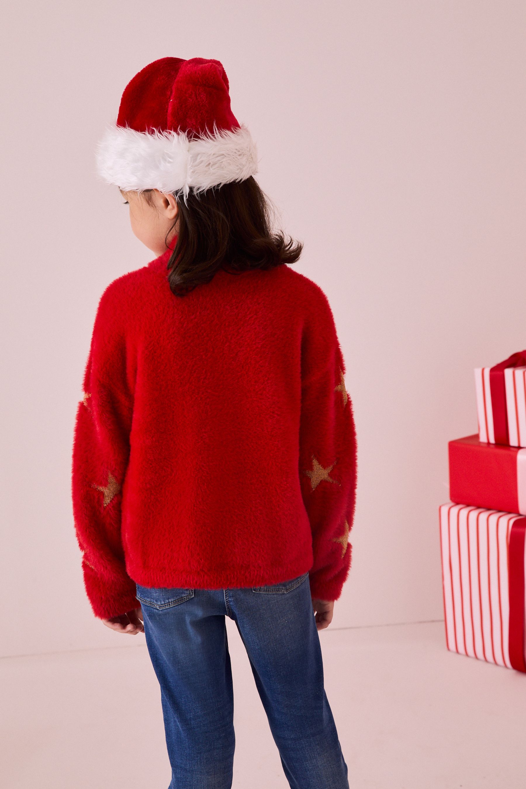 Buy Red Fluffy Reindeer Jumper 3 16yrs from Next Luxembourg