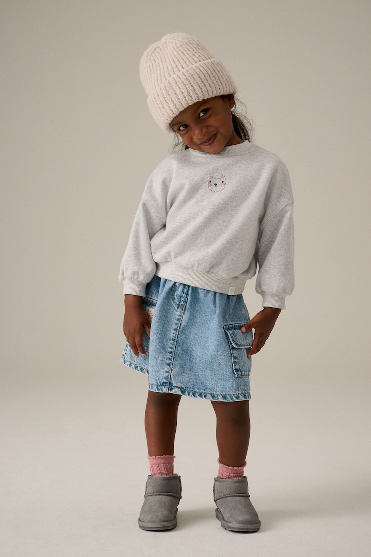 Grey Sweatshirt & Denim Skirt Set (3mths-7yrs) - Image 2 of 3