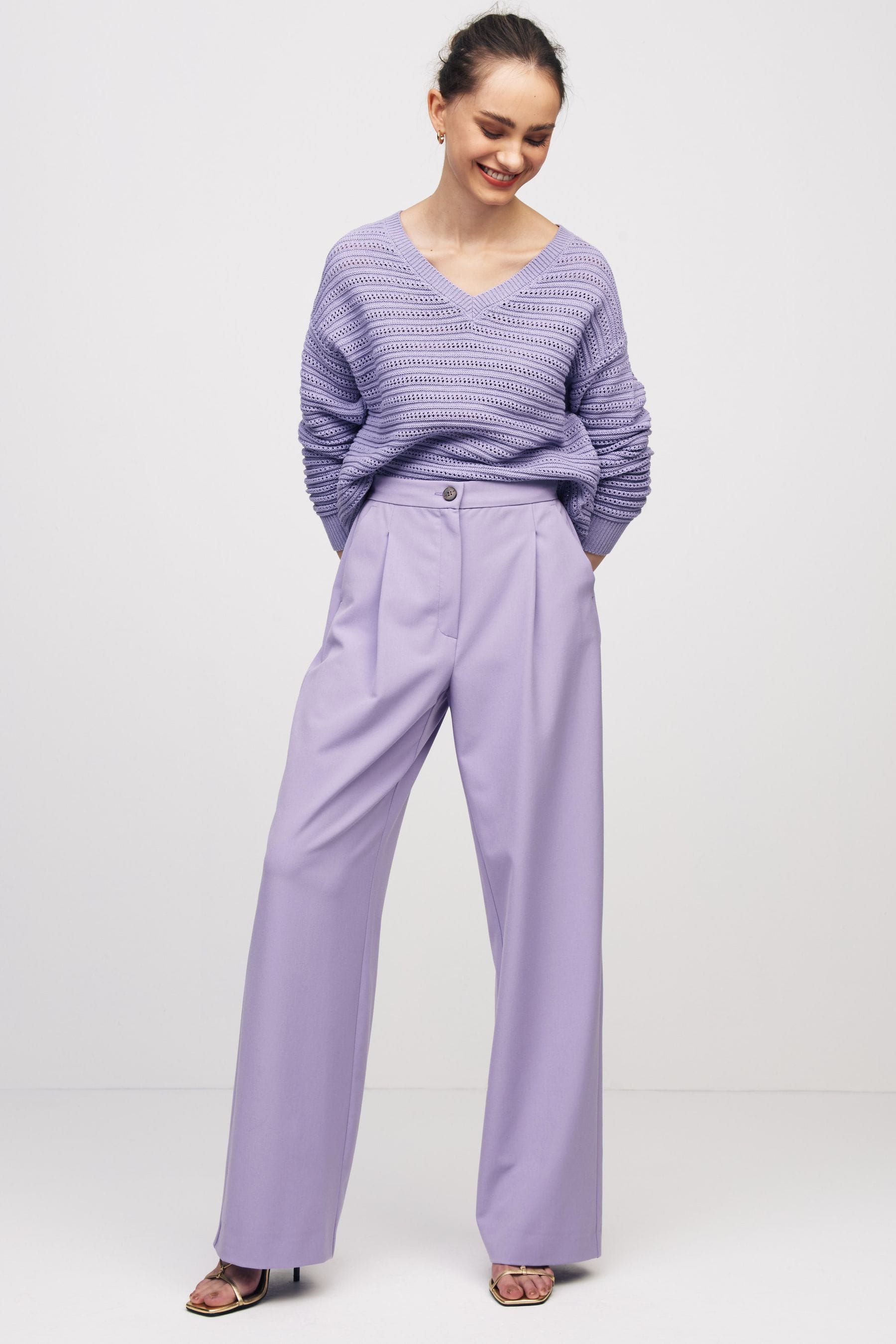 Next purple trousers top