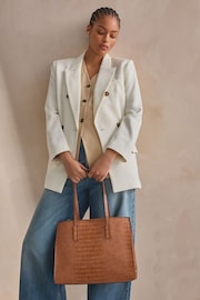 Tan Brown Formal Open Tote Bag - Image 2 of 10