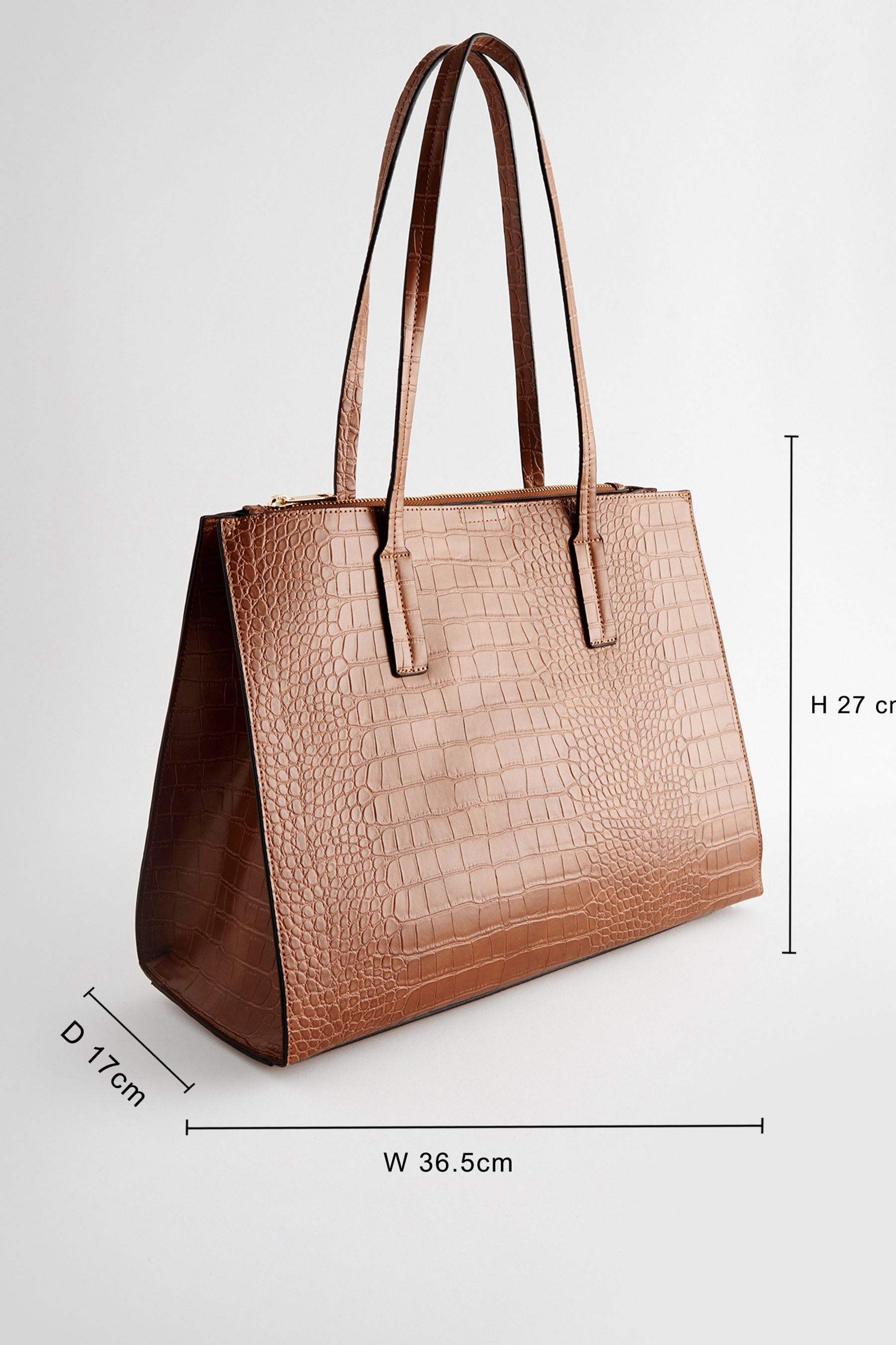 Tan Brown Formal Open Tote Bag