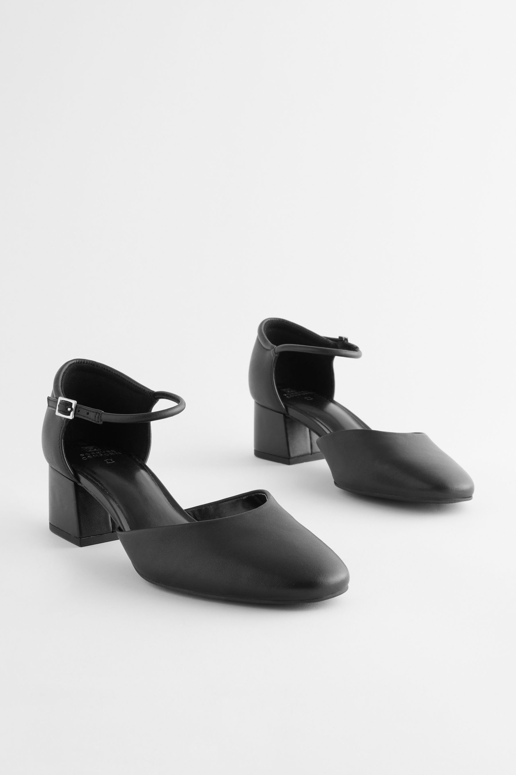 Black block heels wide fit outlet