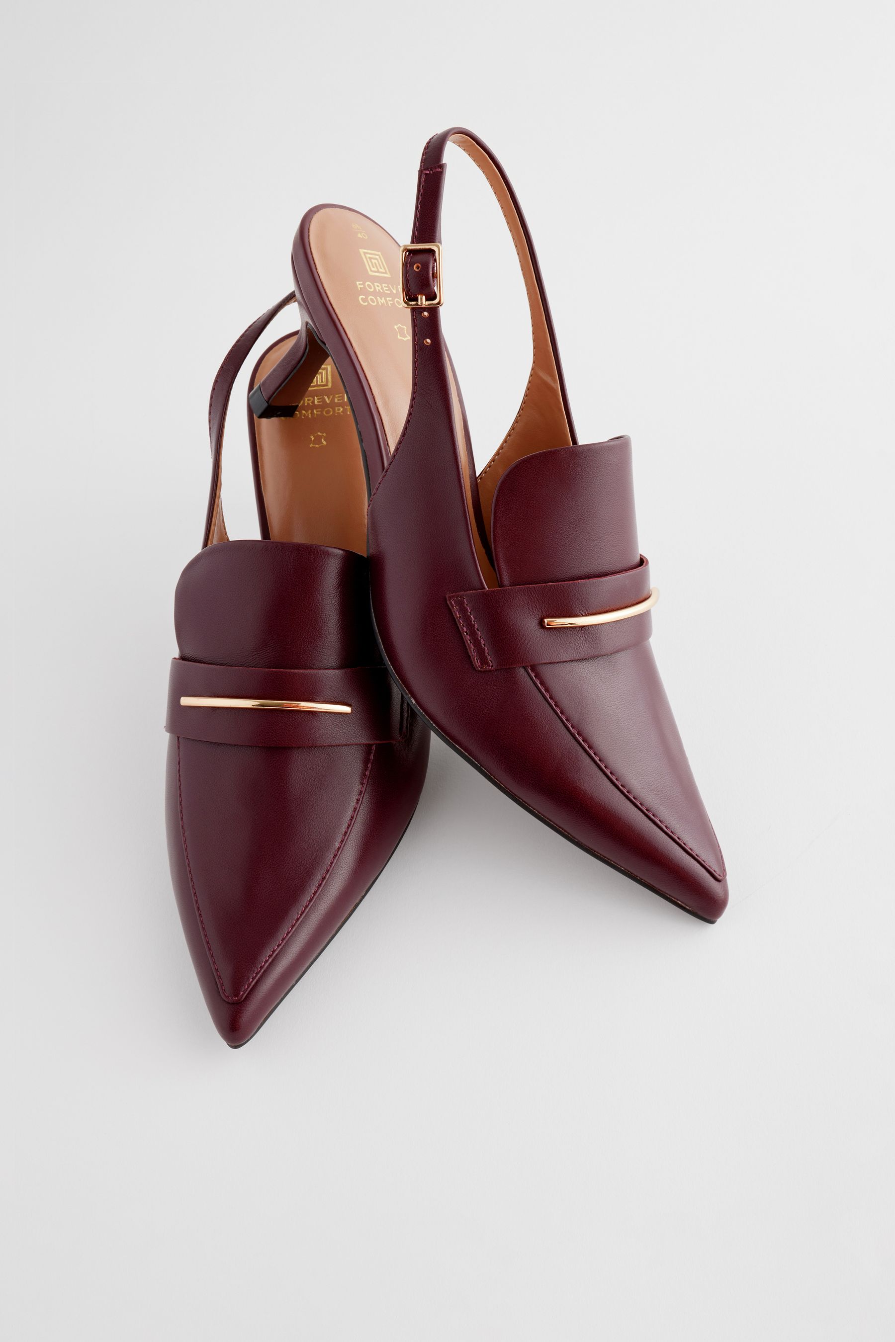 Buy Burgundy Forever Comfort Point Toe Heeled Loafers from the Next UK online shop