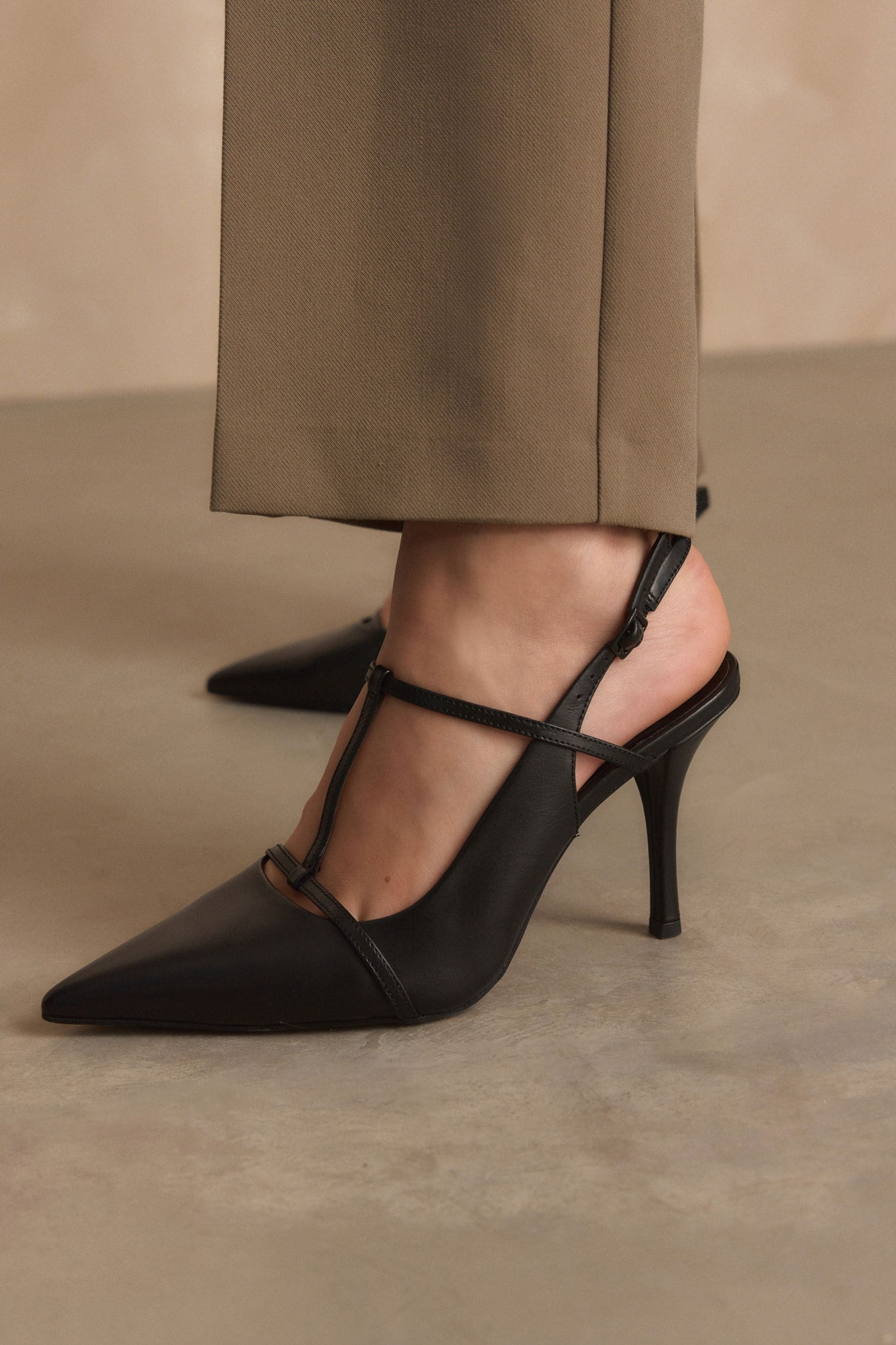 Buy Black Forever Comfort Leather T Bar Point Toe Heels from the Next UK online shop