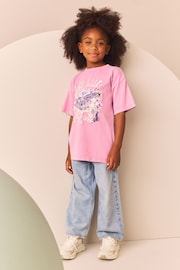 Pink/Green Oversized Embellished 100% Cotton Graphic T-Shirt (3-16yrs) - Image 3 of 8