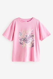 Pink/Green Oversized Embellished 100% Cotton Graphic T-Shirt (3-16yrs) - Image 5 of 8