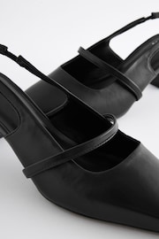 Black Forever Comfort® Square Toe Sling Back Heels - Image 6 of 8