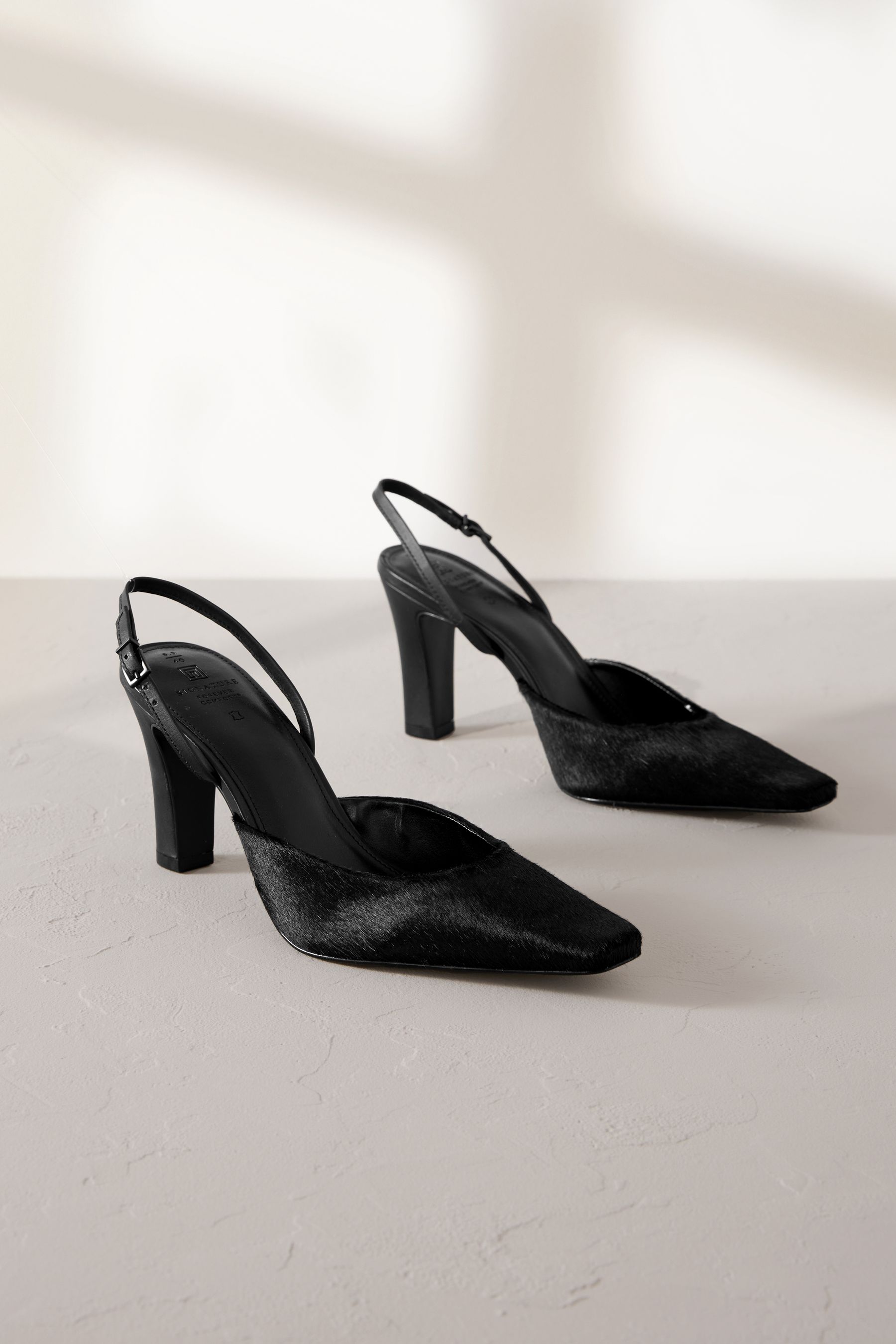 Buy Black Premium Square Toe Slingback Heels from the Next UK online shop