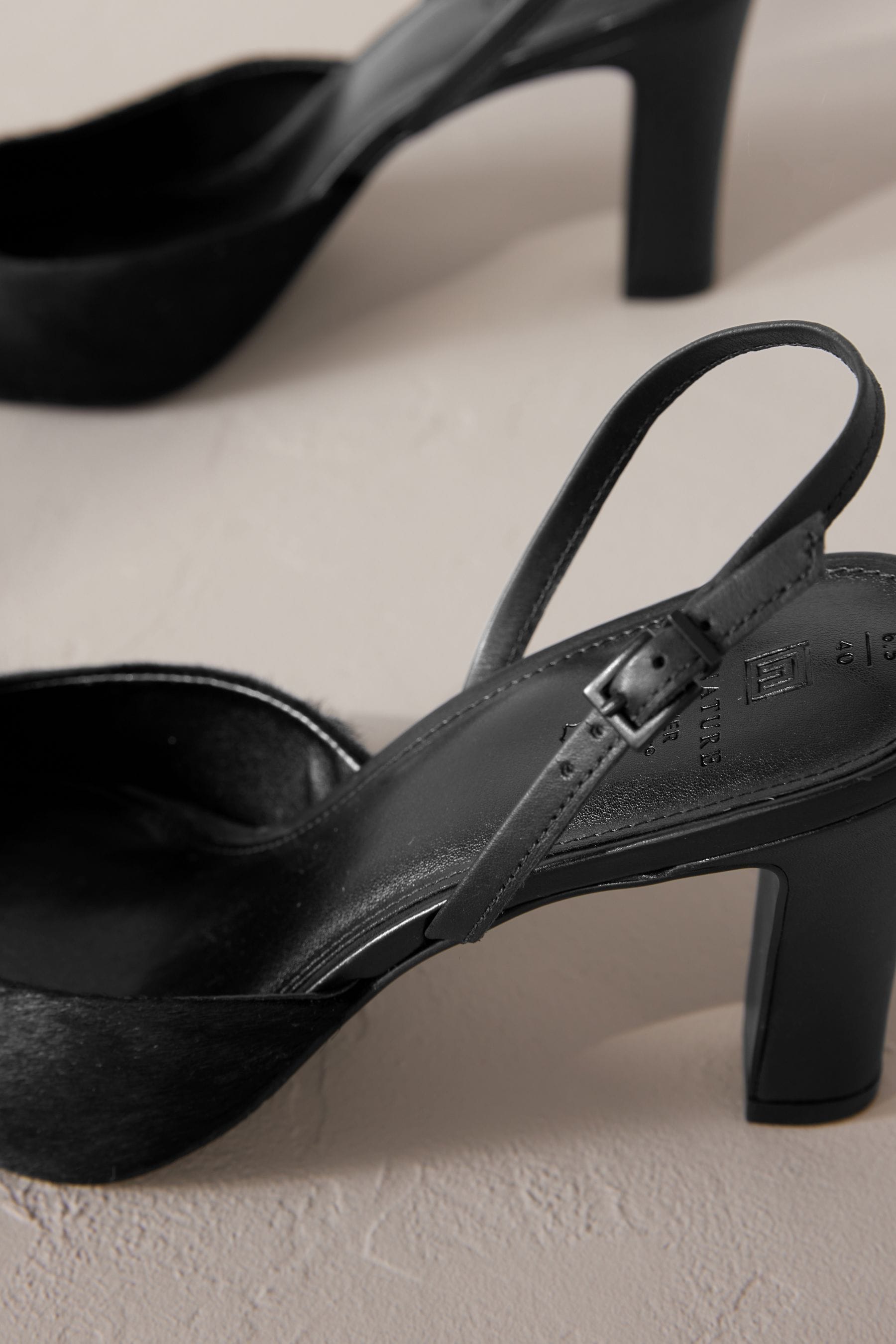 Buy Black Premium Square Toe Slingback Heels from Next Luxembourg