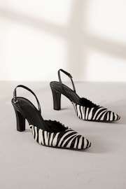 Zebra Premium Square Toe Slingback Heels - Image 3 of 8