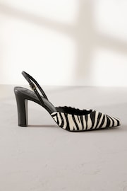 Zebra Premium Square Toe Slingback Heels - Image 4 of 8