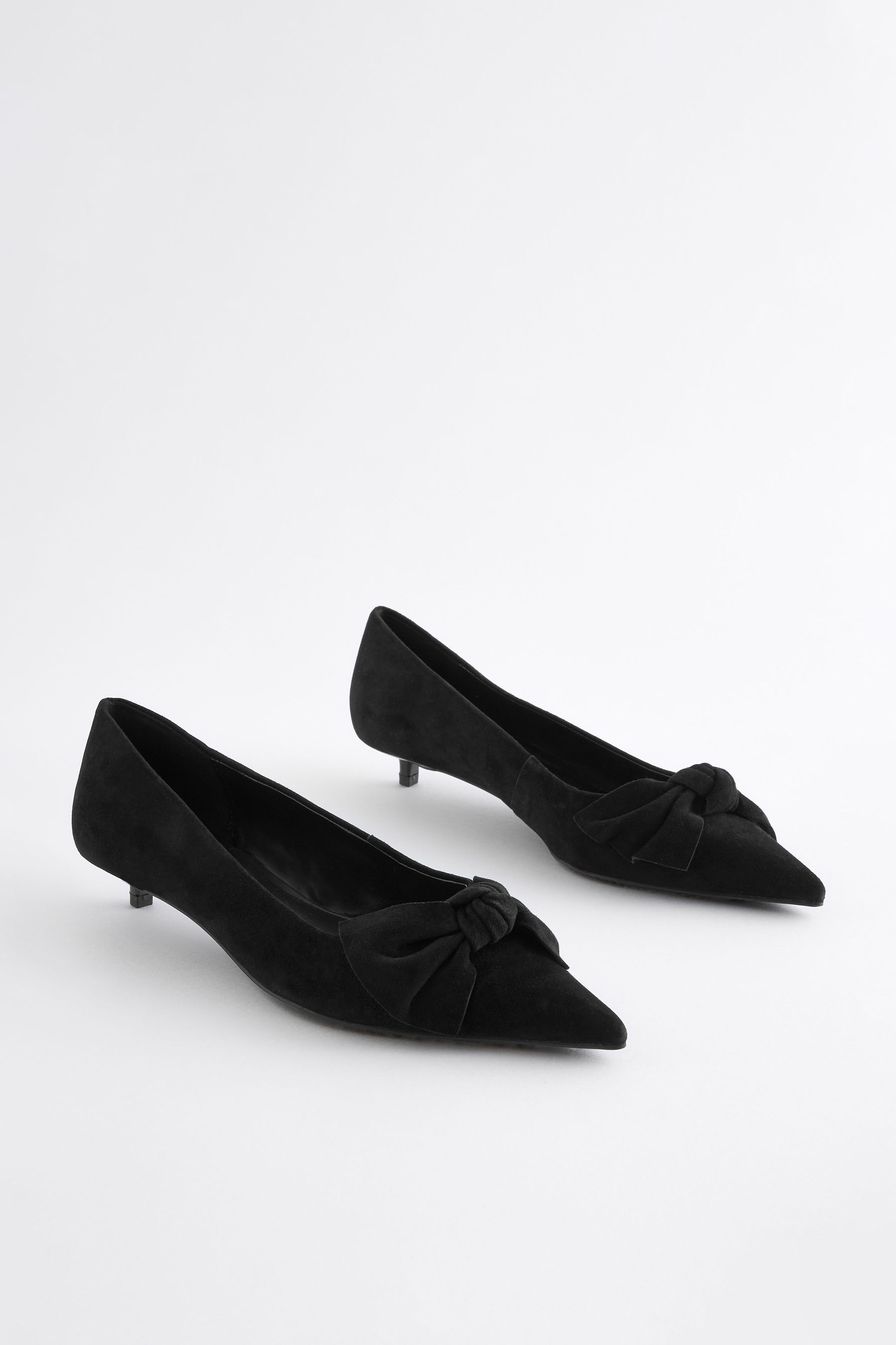 NEXT Black Forever Comfort Leather Bow Kitten Heels 3 EU 35.5 Womens