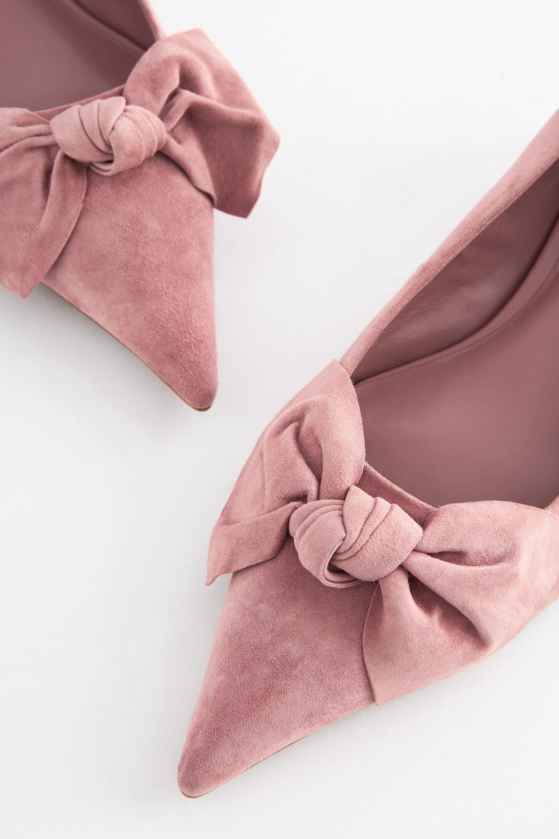 Pink suede kitten heels top