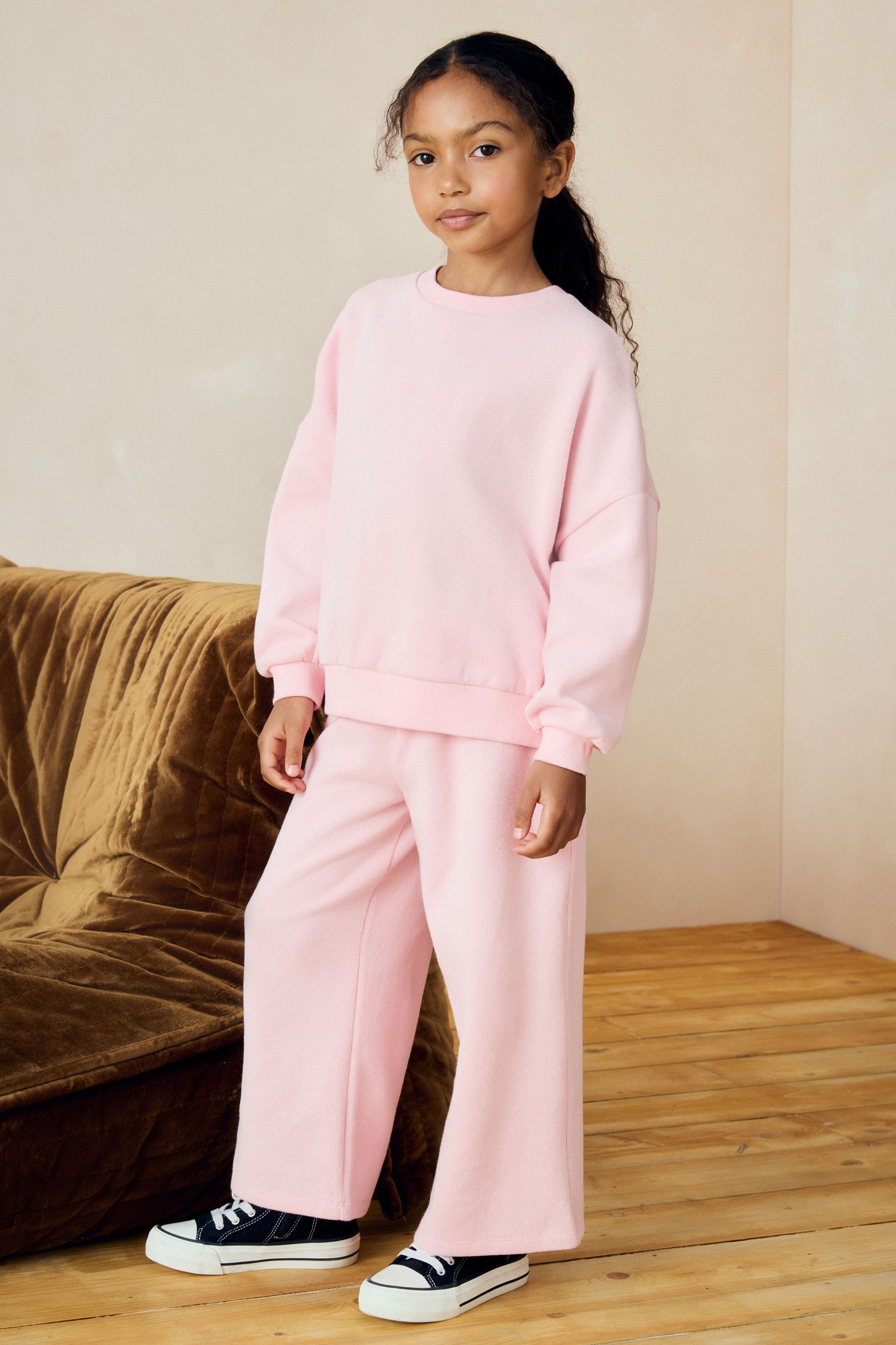 Buy Pink Oversized Cosy Sweatshirt and Wide Leg Set 3 16yrs from the Next UK online shop