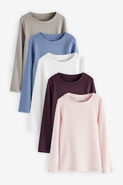 花彩色系 - 5 Pack Ribbed Long Sleeve Tops (3-16yrs) - 圖片 1，共 8