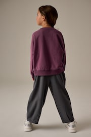 Purple Oversized 100% Cotton Sweat and Check Barrel Leg Joggers Set (3-16yrs) - Image 2 of 11