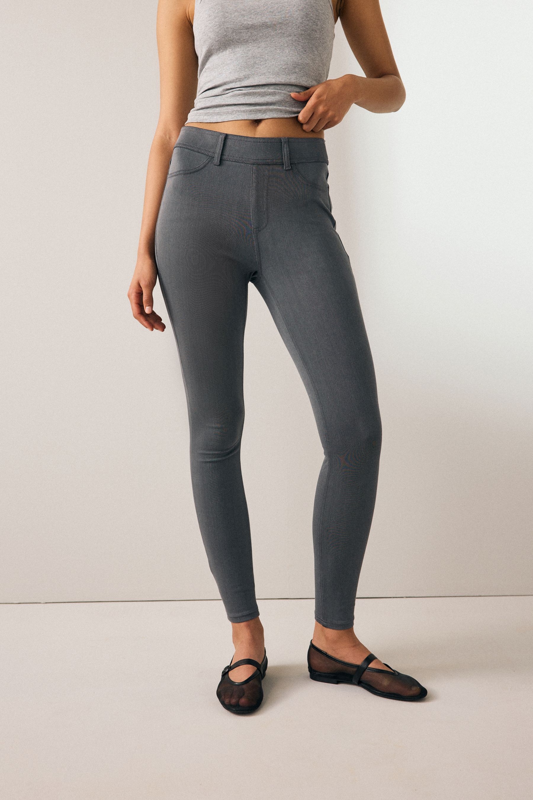 Grey jean leggings cheap