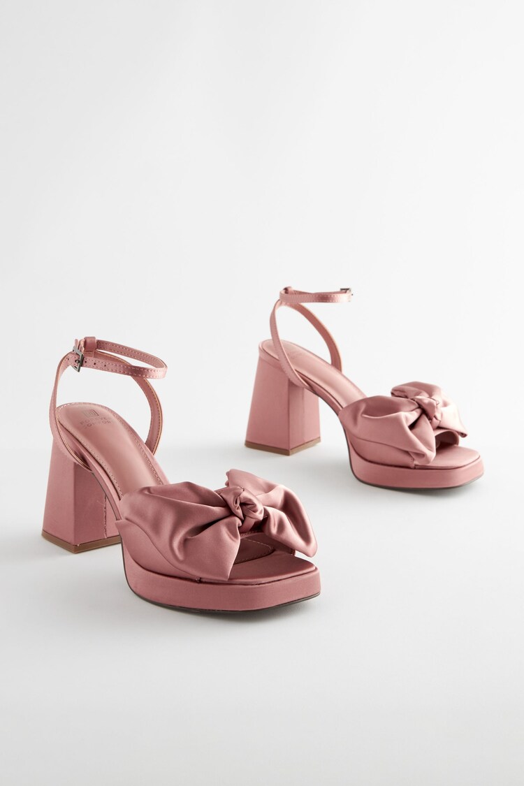 Nude Forever Comfort® Platform Flare Bow Sandals - Image 1 of 6