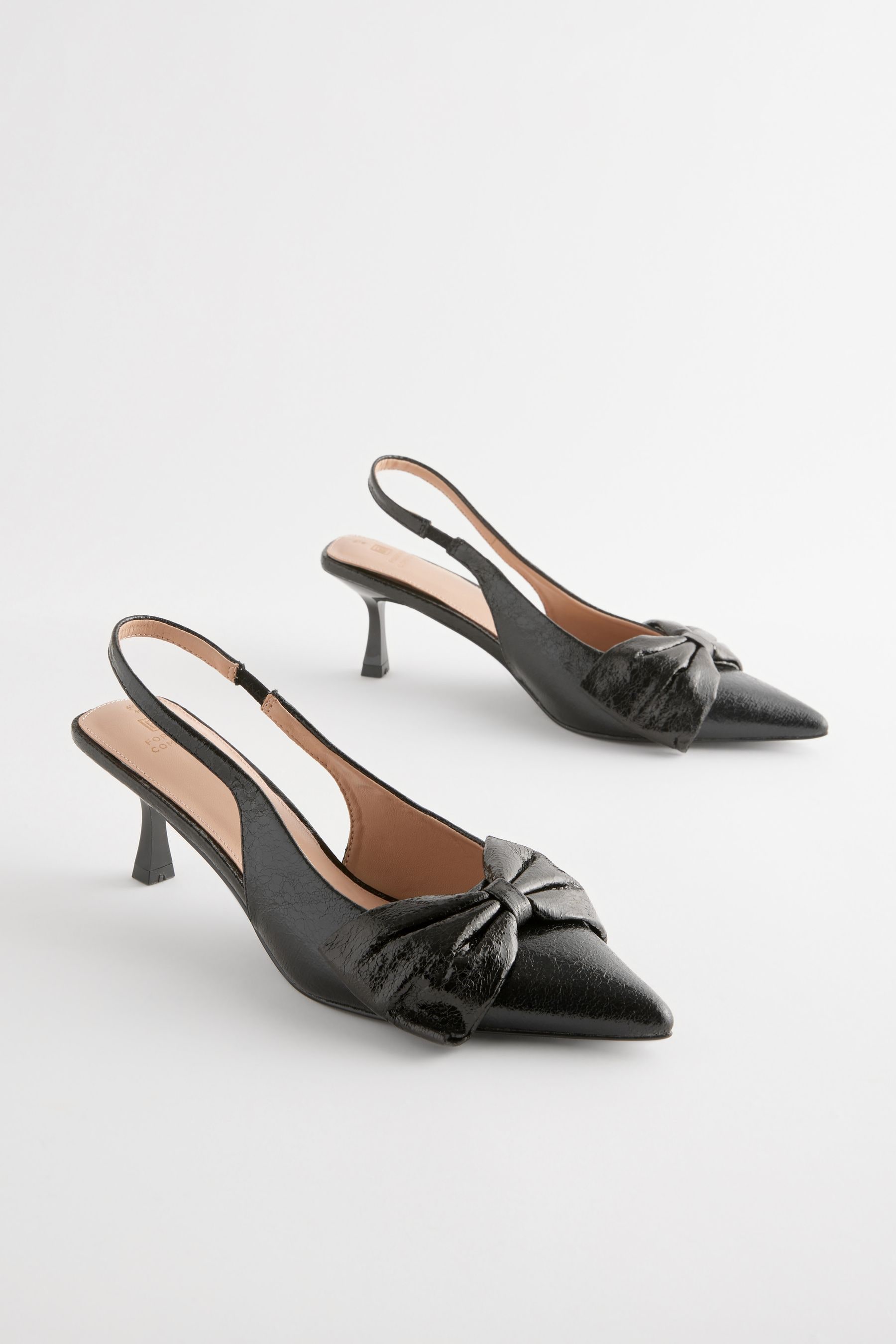 Buy Black Standard Wide Fit Forever Comfort Bow Slingback Kitten Heels from Next Slovenia