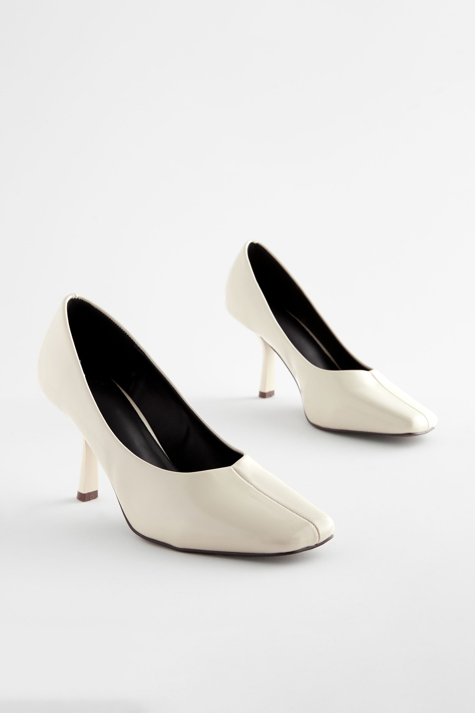 NEXT White Forever Comfort Angled Square Toe Heels 6.5 EU 40 Womens