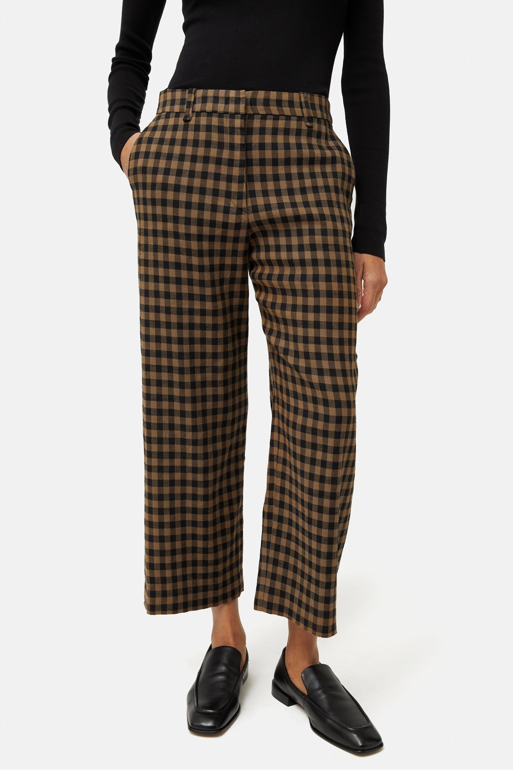 Buy Jigsaw Green Dale Linen Check Trousers from the Next UK online shop