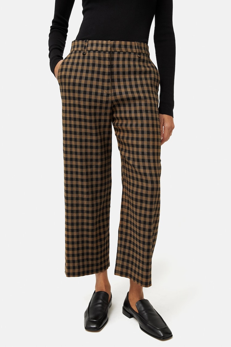 Jigsaw Green Dale Linen Check Trousers - Image 1 of 6