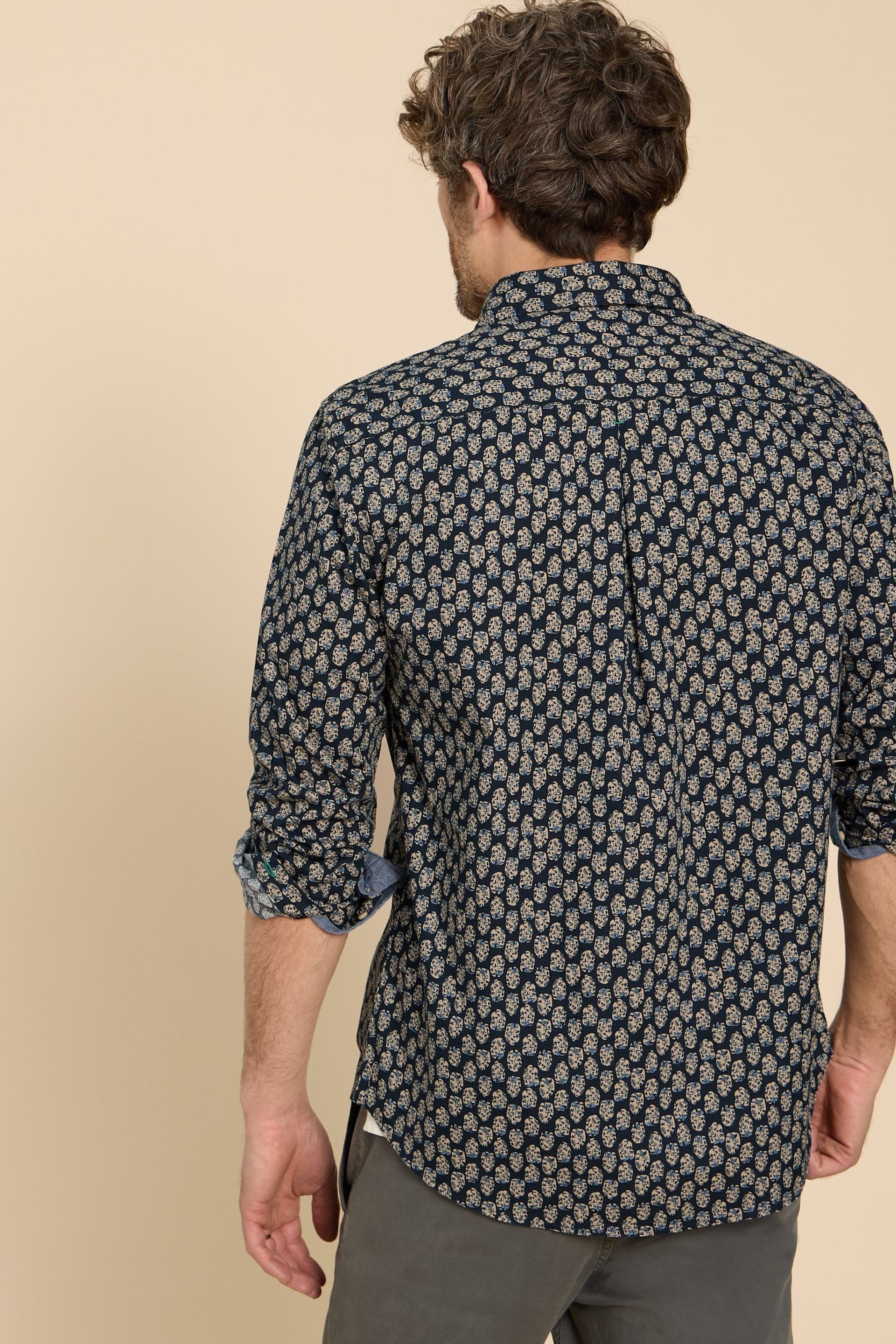White Stuff Blue Geo Floral Printed Shirt - Image 2 of 7