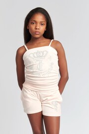 Juicy Couture Girls Diamante Crown Strappy Pink Camisole - Image 1 of 7