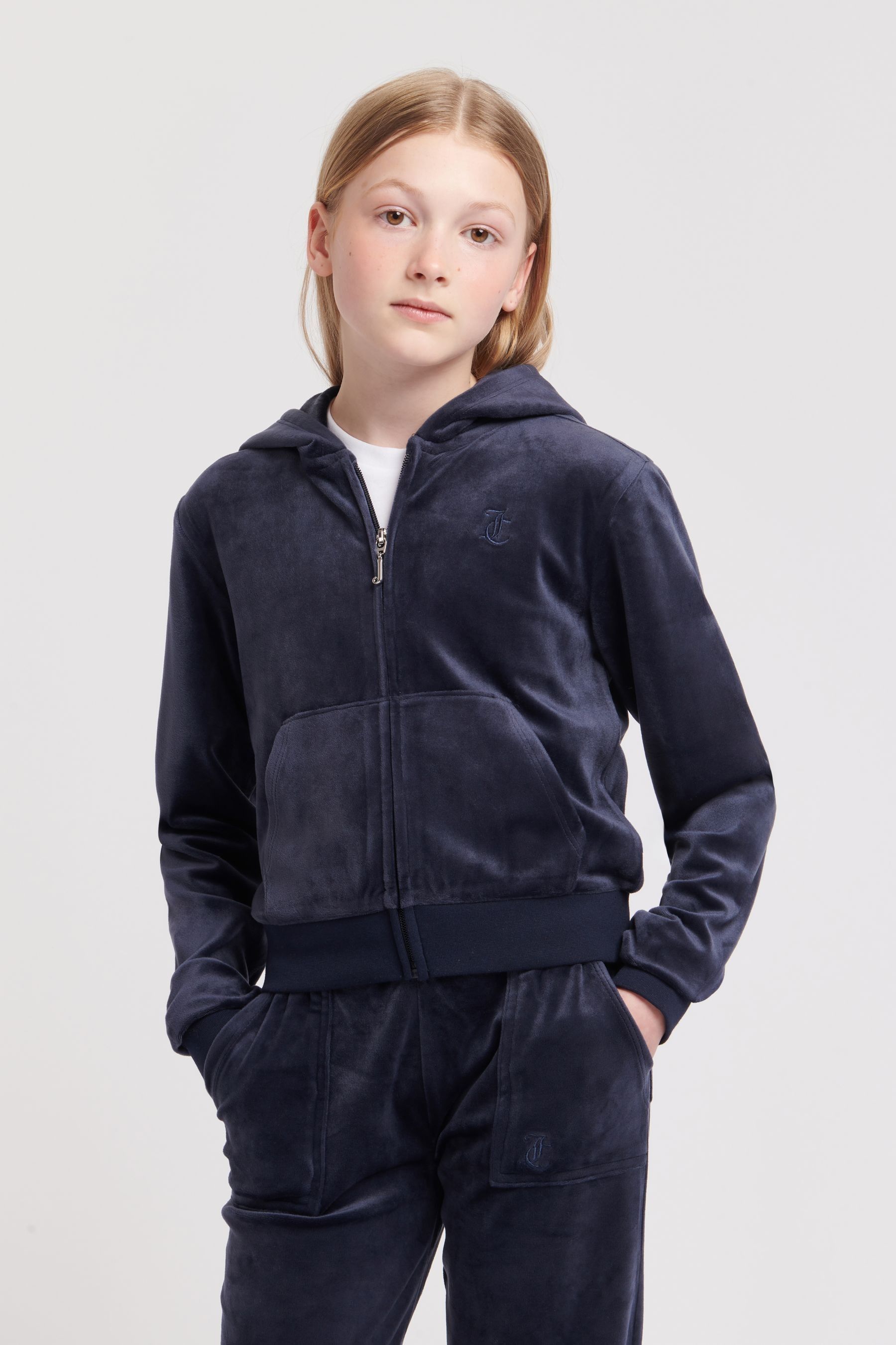 Buy Juicy Couture Blue Girls Tonal Velour Zip Through Hoodie from the Next UK online shop