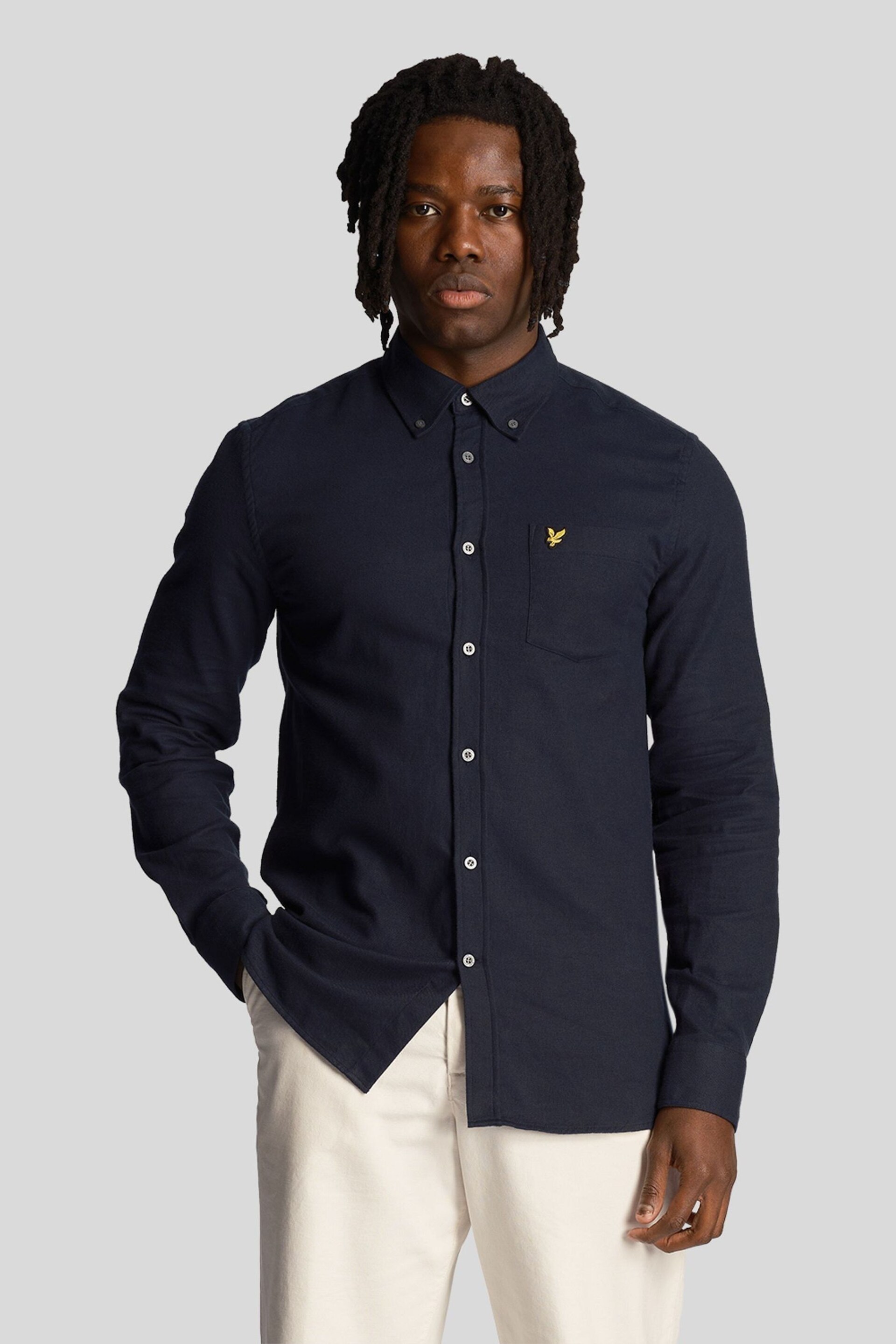 Lyle & Scott Blue Plain Flannel Shirt - Image 1 of 9