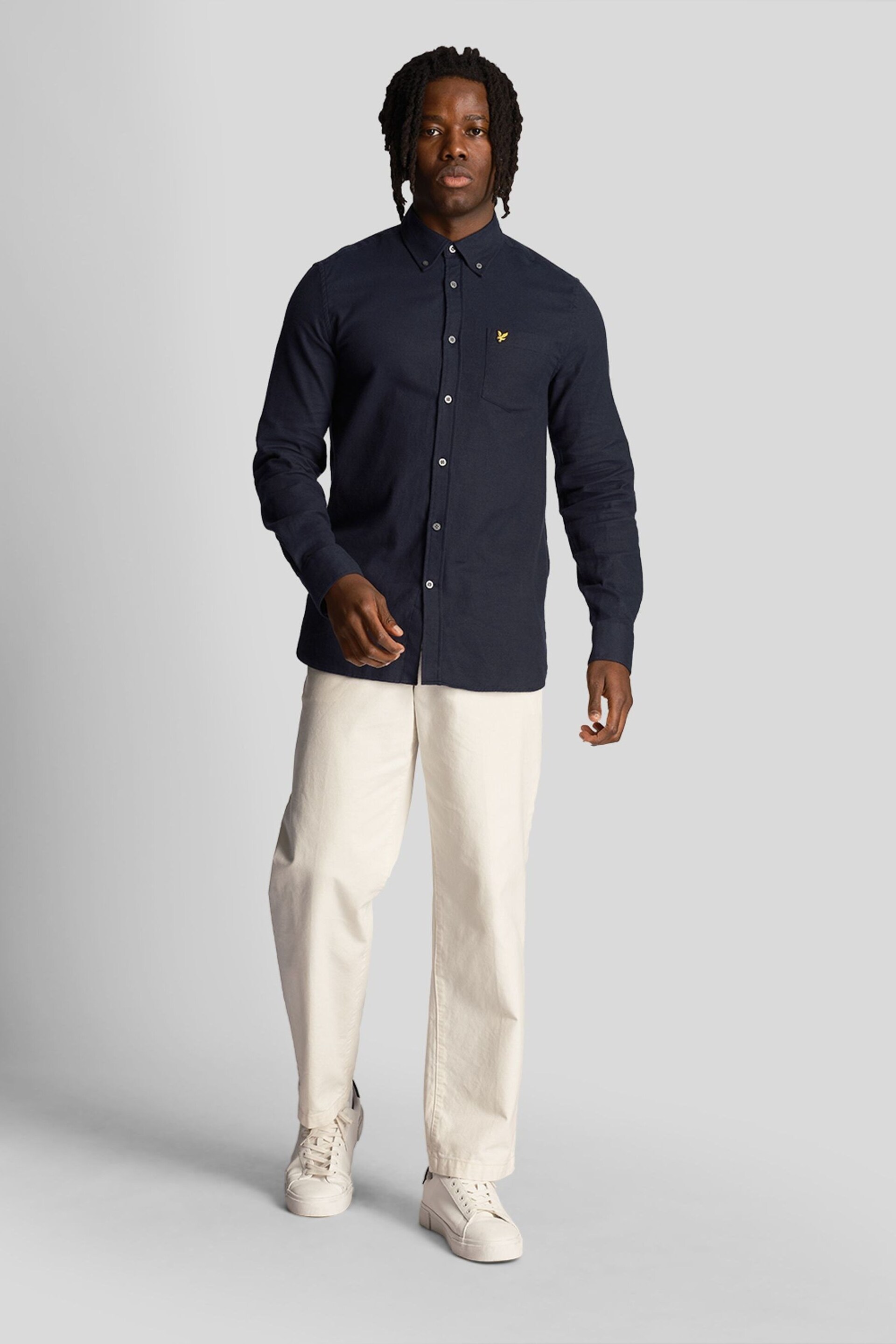 Lyle & Scott Blue Plain Flannel Shirt - Image 3 of 9