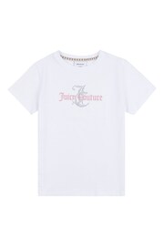 Juicy Couture Classic Fit Girls Diamante T-Shirt - Image 5 of 7
