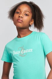 Juicy Couture Navy Blue Girls Classic Fit Diamanté T-Shirt - Image 4 of 7