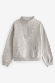 Grey Soft Heavyweight Funnel Zip Neck Sweatshirt - Image 4 of 5