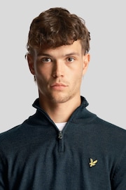 Lyle & Scott Blue Quarter Zip Merino Mix Jacket - Image 4 of 5