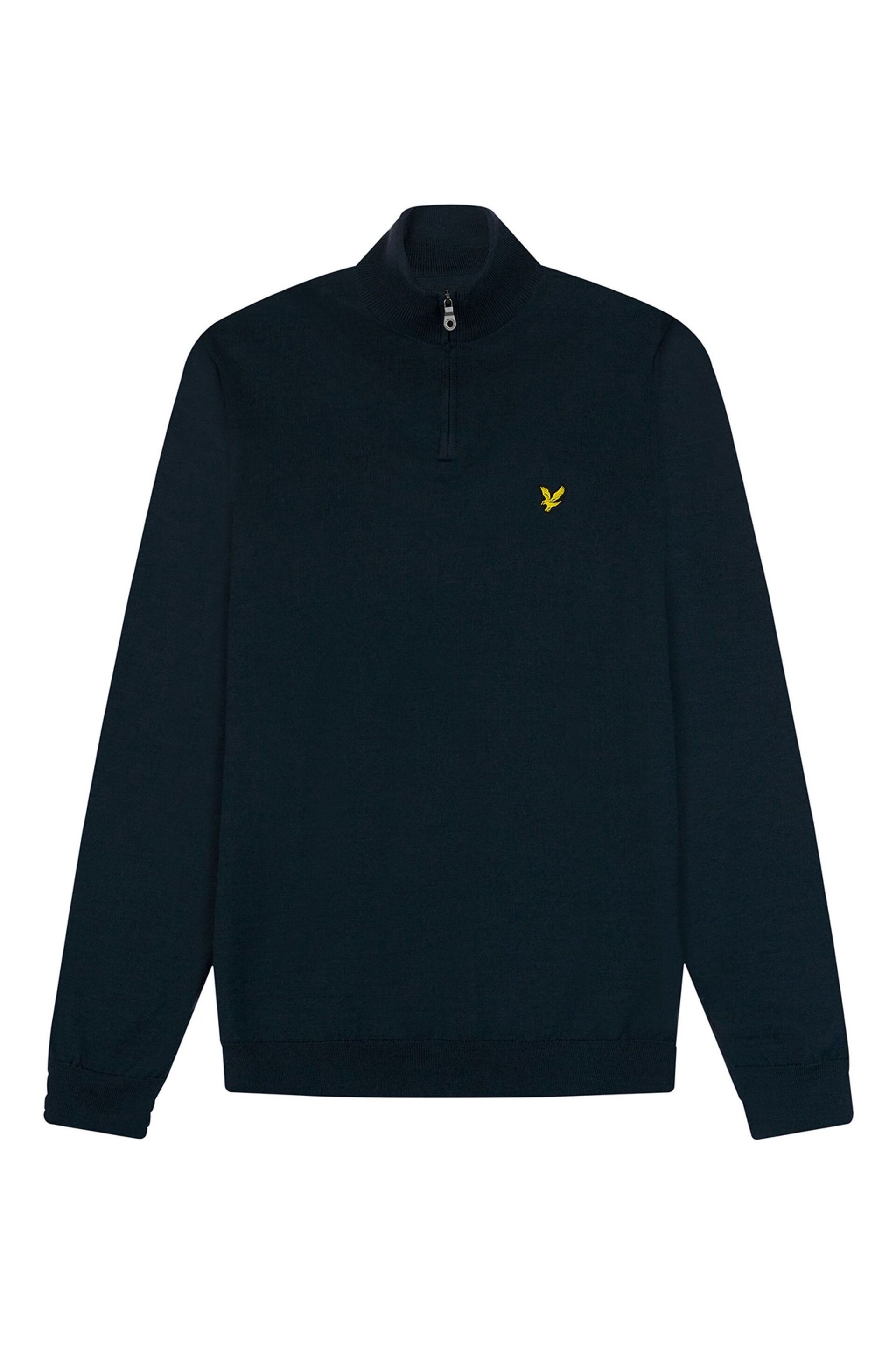 Lyle & Scott Blue Quarter Zip Merino Mix Jacket - Image 5 of 5