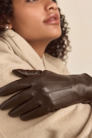 Chocolate Brown Leather Gloves - Image 1 of 6