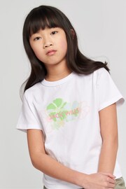 Jack Wills Girls Ruched Floral Graphic Fitted White T-Shirt - Image 4 of 7