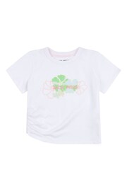Jack Wills Girls Ruched Floral Graphic Fitted White T-Shirt - Image 5 of 7