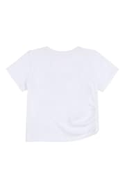 Jack Wills Girls Ruched Floral Graphic Fitted White T-Shirt - Image 6 of 7