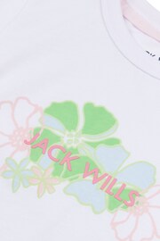 Jack Wills Girls Ruched Floral Graphic Fitted White T-Shirt - Image 7 of 7