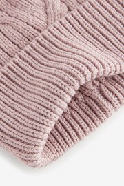 Pink with Gold Sparkle Cable Knit Pom Hat - Image 2 of 7